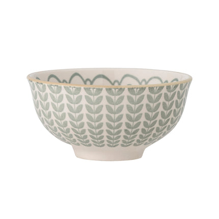 Ceramic decorative hand painted bowl in off white and pale sage