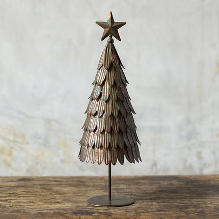 Decorative Metal Tree Ornament in Burnished Copper Large