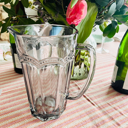 Vintage Inspired Glass Pitcher Jug with handle in smoke grey